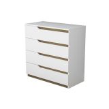 Cómoda de 4 Cajones Blanco y Nogal
