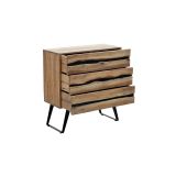 Cómoda de Madera Maciza Nogal-Negro con Patas Metálicas