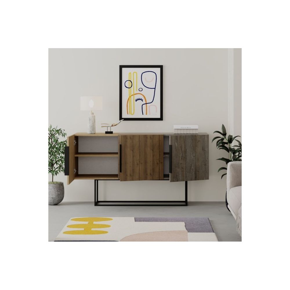 Buffet Moderno de 2 Puertas Color Natural -Nogal
