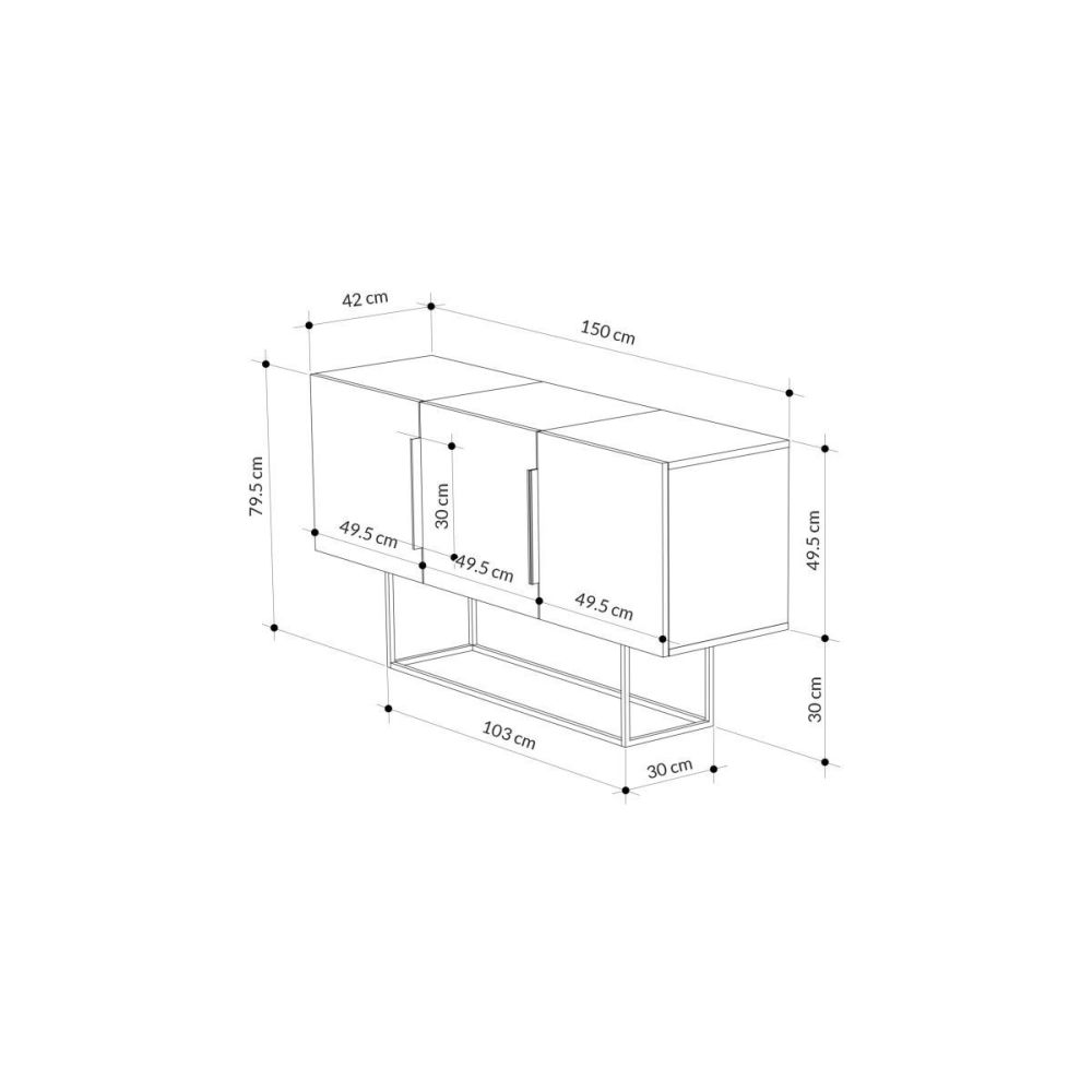Buffet Moderno de 2 Puertas Color Natural -Nogal