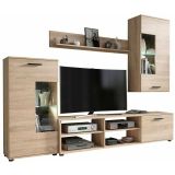 Mueble de Salón Moderno con Leds, Acabado en Cambria, 38 cm (Fon), 229x200 cm