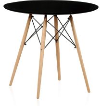 Conjunto Mesa y Sillas Nórdicas: Mesa Negra (80x80x76 cm) + 4 Sillas con Patas de Madera Haya (46,5 x 48 x 82 cm)