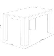 Mesa de Comedor, Mesa de Salón Fija, Color Roble - Grafito, Medidas: 140 cm (Largo) x 80 cm (Ancho) x 75 cm (Alto)