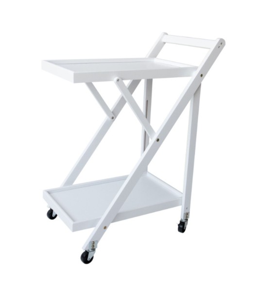 Camarera, carro de servicio plegable con ruedas 65x40x85 color blanco