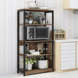 Estantería de Cocina Con Marco de Metal Negro, Estante