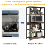 Estantería de Cocina Con Marco de Metal Negro, Estante
