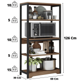 Estantería de Cocina Con Marco de Metal Negro, Estante