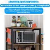Estantería de Cocina Con Marco de Metal Negro, Estante
