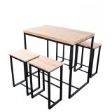 Conjunto de Mesa y 4 Taburetes con Estructura Metálica, Tapa