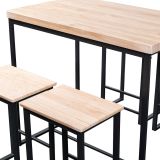 Conjunto de Mesa y 4 Taburetes con Estructura Metálica, Tapa