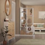 Estantería Alta Salón, Librería, Color Blanco, Medidas: 180 cm (Alto) x 85 cm (Ancho) x 28,5 cm (Fondo